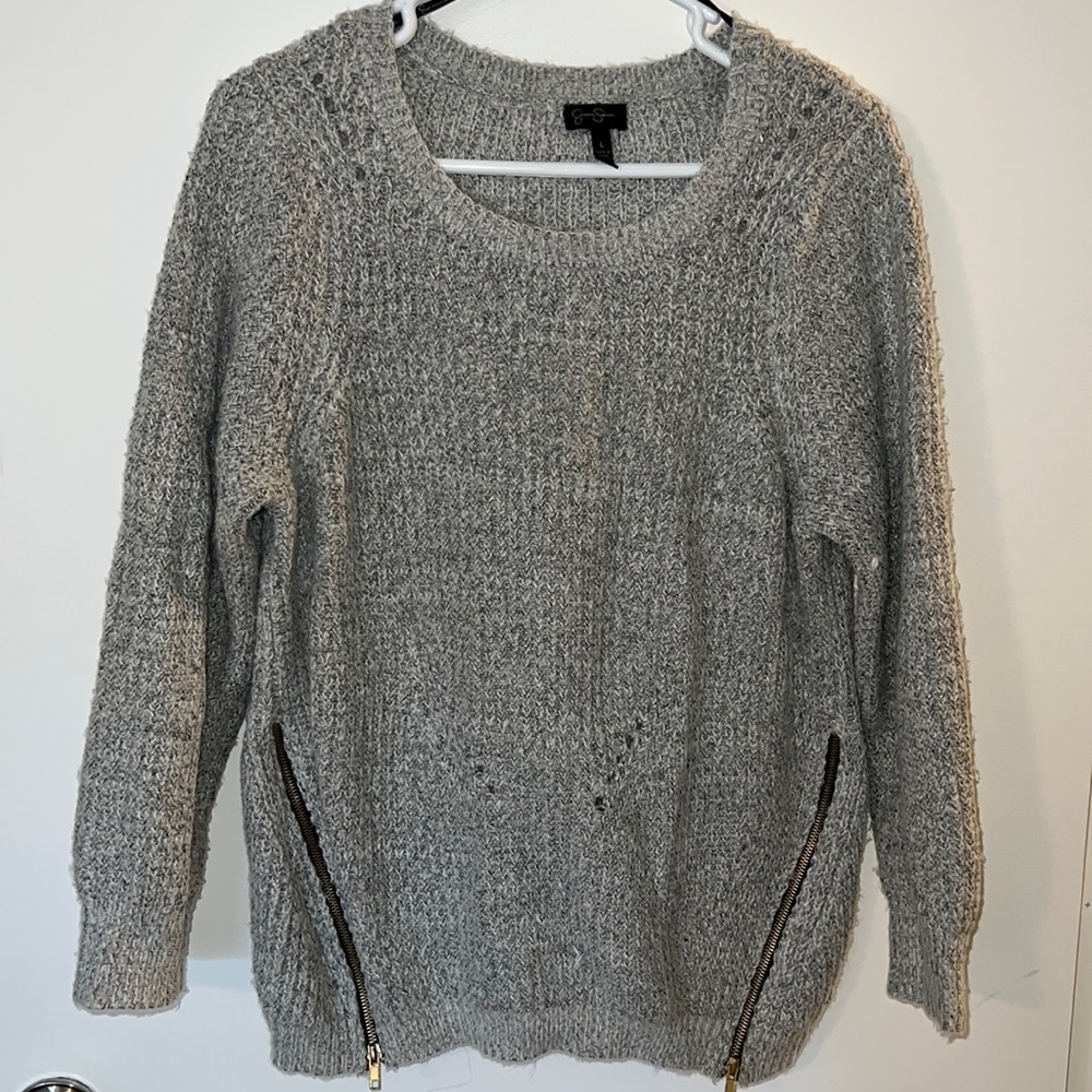 Jessica Simpson Gray Zip Trendy Sweater